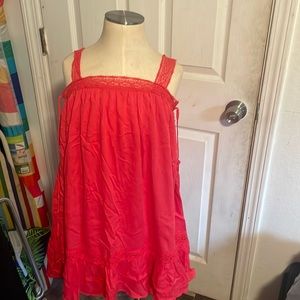 Red coral lace flowy dress